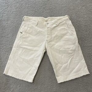 Diesel Industry Denim Jean Shorts Mens 34 White Button Fly Raw Hem